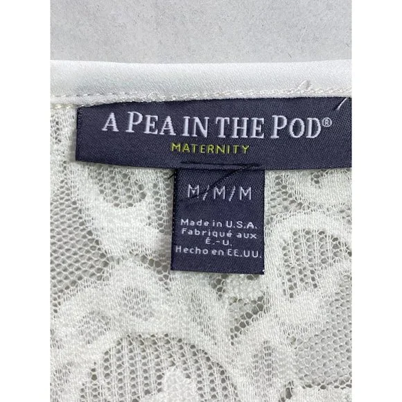 A Pea in the Pod White Tiered Lace Long Sleeve Top Medium Maternity Blouse - Picture 6 of 10